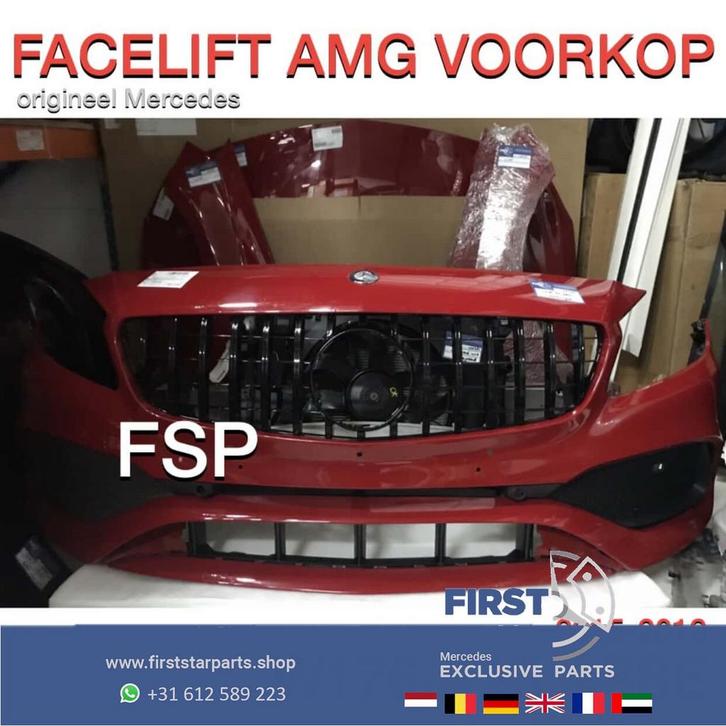 W176 FACELIFT AMG VOORKOP ROOD Mercedes A Klasse 2015-2019 F, Auto-onderdelen, Carrosserie, Bumper, Mercedes-Benz, Voor, Gebruikt
