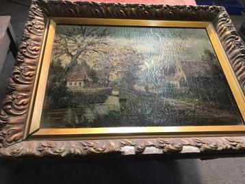 schilderij op doek ,getekend (vrij oud +50j)(inboedel) beschikbaar voor biedingen