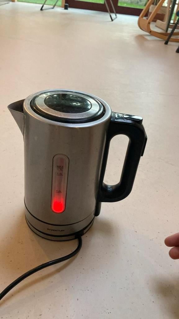 Inventum waterkoker met temperatuurskeuze, Elektronische apparatuur, Waterkokers, Gebruikt, 1 tot 2 liter, Inox, Ophalen of Verzenden