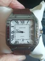 Nouveau Cartier Santos avec bracelet en cuir marron 40 mm, Autres marques, Enlèvement ou Envoi, Cuir, Acier