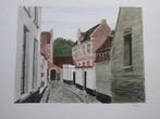 Aquarel "Begijnhof Lier" door L. Boschmans, Antiek en Kunst, Ophalen of Verzenden