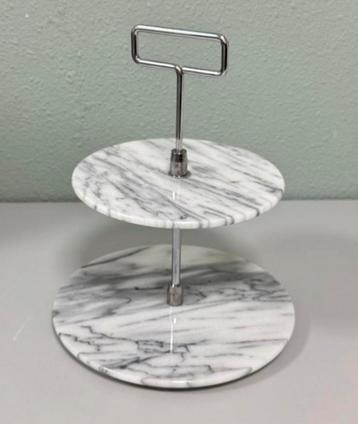 Vintage marmer marmeren Stijlvolle Etagere 2-laags 30 x 26cm beschikbaar voor biedingen