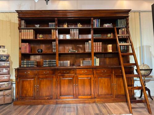 NIEUW: Klassiek XL engelse boeken kast bibliotheek Mahonie, Huis en Inrichting, Kasten | Boekenkasten, Ophalen of Verzenden