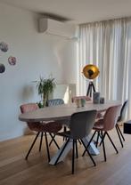 Ovale eiken eettafel 240x100 wit gelakte spinpoot, Huis en Inrichting, Ophalen, Gebruikt, Eikenhout, 200 cm of meer