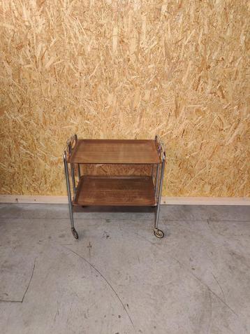 Chariot/chariot de service - Années 60/70 - Bois et chrome, Keukies Shop, 55 à 75 cm, Warandestraat 51, Nazareth, Synthétique