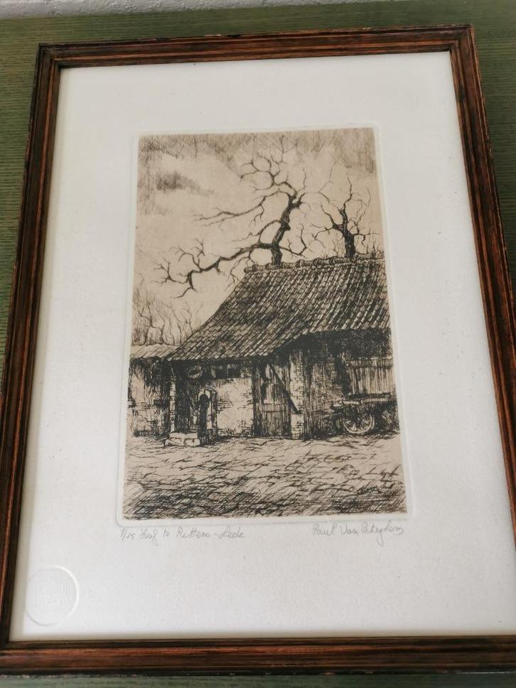 Ets, Hof te Puttens Lede  , Paul Van Peteghem, Antiek en Kunst, Kunst | Etsen en Gravures, Ophalen