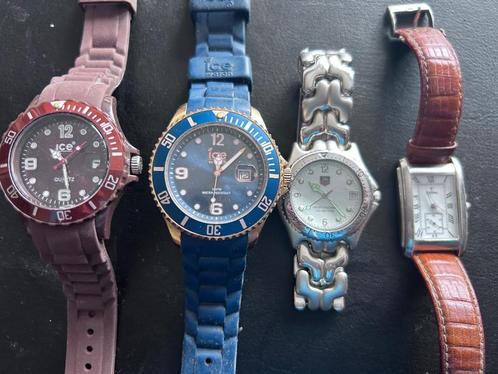 4 montres, Handtassen en Accessoires, Horloges | Dames, Gebruikt, Polshorloge, Staal, Leer, Ophalen of Verzenden
