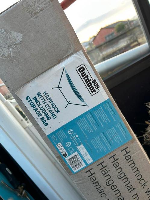 Hangmat zwart/wit (nog in doos), Tuin en Terras, Hangmatten, Nieuw, Eenpersoons, Met standaard, Binnen, Buiten, Ophalen