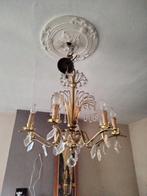 Kroonluchter Messing met kristal jaren 50, Huis en Inrichting, Ophalen of Verzenden, Zo goed als nieuw