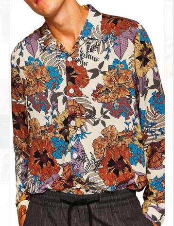 Topman blouse overhemd lang + bloemen bloem L mannen heren beschikbaar voor biedingen