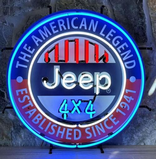 Jeep the american legend neon en andere USA decoratie neons, Collections, Marques & Objets publicitaires, Neuf, Table lumineuse ou lampe (néon)