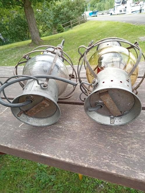 2 Anciennes lampes tempête de bateau, Antiek en Kunst, Antiek | Verlichting, Ophalen