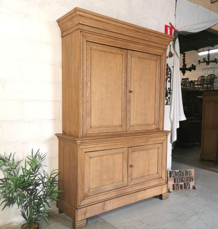 Bleke antieke Franse Louis Philippe Deux Corps H 216 B 147, Antiek en Kunst, Antiek | Meubels | Kasten, Ophalen