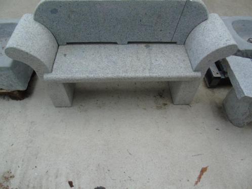 grijze granietstenen tuinbank met rugleuning, Tuin en Terras, Tuinmeubel-accessoires, Nieuw, Ophalen