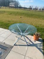 Glazen tafel voor binnen, Tuin en Terras, Tuintafels, Ophalen, Gebruikt, Rond, Metaal