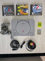 Playstation 1 met 3 games en 2 geheugenkaarten, Ophalen of Verzenden, Gebruikt, Met 1 controller, Met games