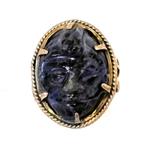 Ring in massief zilver met gesneden Amethist ., Ophalen of Verzenden, Zo goed als nieuw, Dame of Heer, Met edelsteen