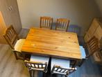 Eettafel met 6 stoelen, Huis en Inrichting, Gebruikt, Rechthoekig, Overige houtsoorten, Ophalen