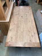 Eettafel 2,4 x 1m - eikenhouten blad - smeedijzeren voet., 200 cm of meer, 50 tot 100 cm, Landelijke stijl, Rechthoekig