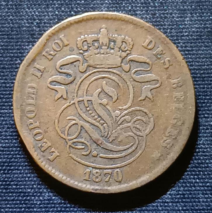 2 cent 1870 FR (gewone manen) - Leopold II, Postzegels en Munten, Munten | België, Losse munt, Verzenden
