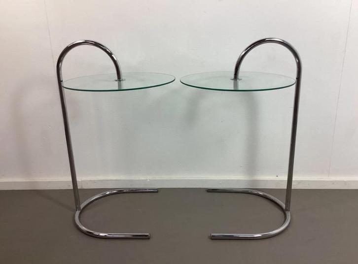 IKEA - Tjord Bjorklund - Side table (2) - Ry, Huis en Inrichting, Tafels | Bijzettafels, Rond, Glas, Ophalen of Verzenden