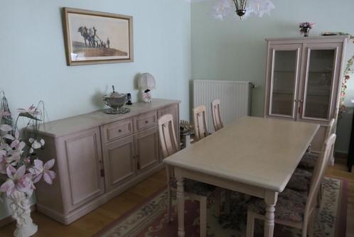 Salle à manger complète en cérusé, Huis en Inrichting, Complete eetkamers, Gebruikt, 4 tot 6 stoelen, Ophalen
