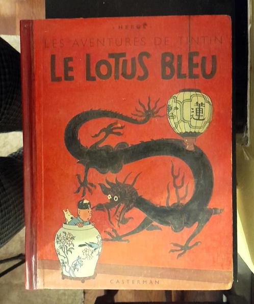 Kuifje - DE BLAUWE LOTUS A18 - Grote afbeelding - Z/W - 1942, Boeken, Stripverhalen, Gelezen, Verzenden