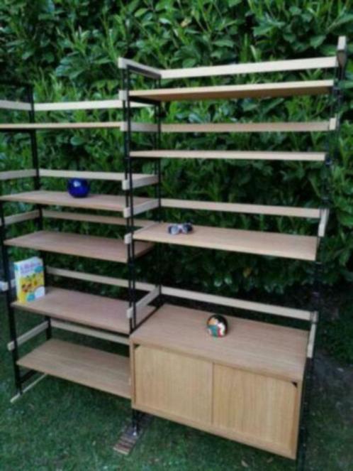 Meuble Salon Bibliothèque à Modules, Huis en Inrichting, Kasten | Boekenkasten, Gebruikt, Eikenhout, Metaal, Ophalen