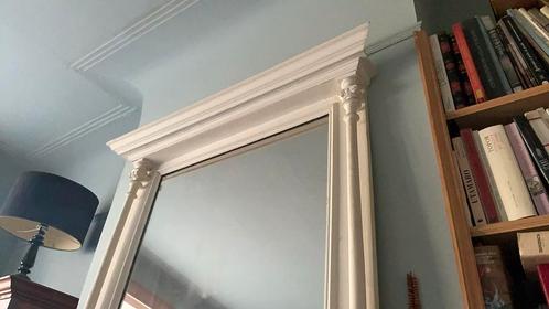 Grote antieke spiegel - frame met wit lijstwerk 90x160, Antiek en Kunst, Antiek | Spiegels, 50 tot 100 cm, 150 tot 200 cm, Rechthoekig