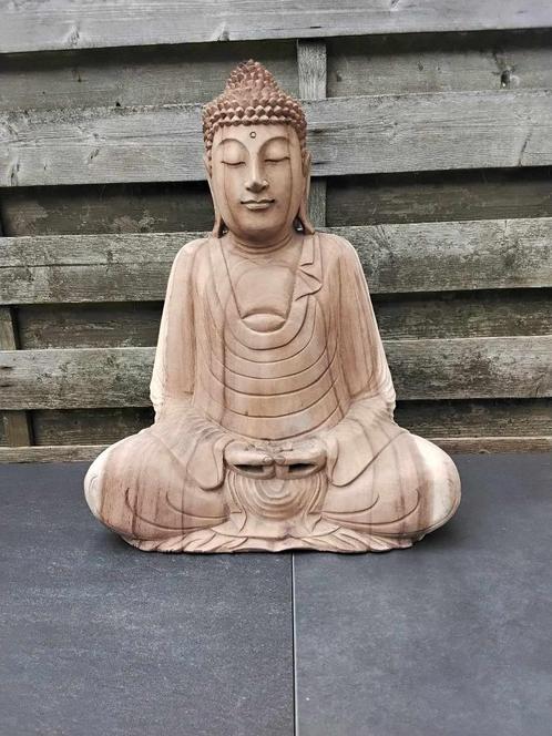 Bouddha en bois/fait main/Dhyāna Mudrā/Asie, Maison & Meubles, Accessoires pour la Maison | Statues de Bouddha, Neuf, Enlèvement ou Envoi