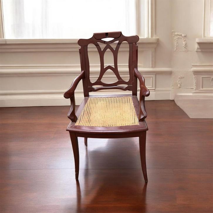 Antieke armstoel met verstelbare rugleuning & rieten zitting, Antiek en Kunst, Antiek | Meubels | Stoelen en Sofa's, Ophalen