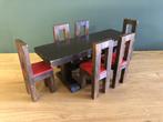 Mini Antiek Poppenhuis eettafel setje 6-persoons, Antiek en Kunst, Ophalen of Verzenden