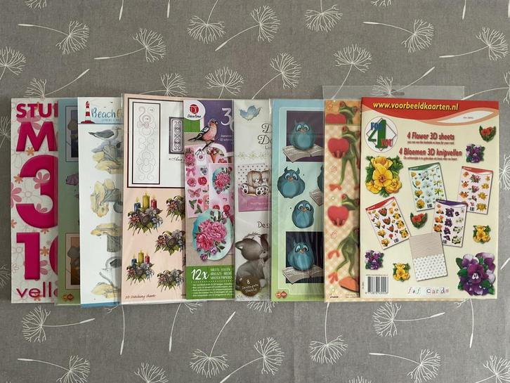 Bundel 3D knipvellen kaarten maken, Hobby en Vrije tijd, Kaarten | Zelf maken, Knipvel, Ophalen of Verzenden