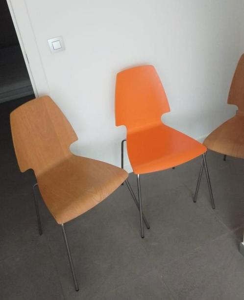 3 stoelen 'Vilmar' (niet meer vindbaar bij IKEA), Huis en Inrichting, Stoelen, Zo goed als nieuw, Drie, Hout, Metaal, Overige kleuren