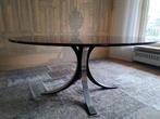 Table de salle à manger en verre Tecno T69 au design italien, Métal, 100 à 150 cm, 100 à 150 cm, Rond