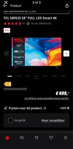 tcl 58” inch 4K smart tv, Audio, Tv en Foto, Televisies, Ophalen, Zo goed als nieuw, Smart TV
