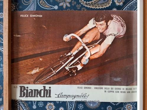 Fotoposter FELICE GIMONDI wielerbaan 50x35cm, Sport en Fitness, Wielrennen, Zo goed als nieuw, Ophalen of Verzenden