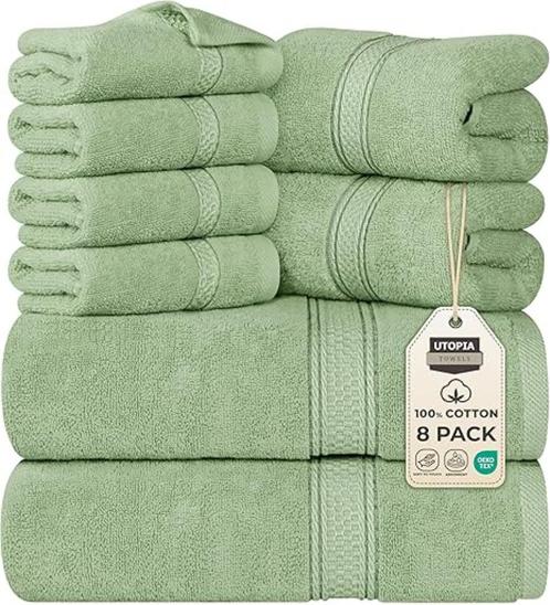 Utopia handdoeken | handdoeken set | saliegroen | Nieuw, Huis en Inrichting, Badkamer | Badtextiel en Accessoires, Nieuw, Handdoek