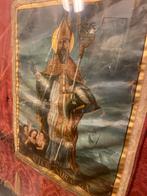 Antiek Sint Nicolaas Vaandel/Banner - eind 17e eeuws - gesig, Ophalen of Verzenden