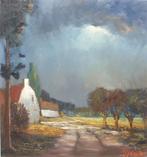 Edgar Heirman (1919-2004): Weg bij valavond (67 x 77 cm), Ophalen of Verzenden