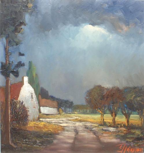 Edgar Heirman (1919-2004): Weg bij valavond (67 x 77 cm), Antiquités & Art, Art | Peinture | Classique, Enlèvement ou Envoi