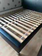 Tweepersoonsbed 1,60 m met bijhorende matrassen, Huis en Inrichting, Slaapkamer | Bedden, Ophalen, Zo goed als nieuw, Zwart