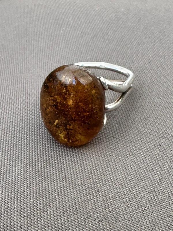 Bague argent avec une ambre, Handtassen en Accessoires, Ringen, Zo goed als nieuw, Ophalen of Verzenden