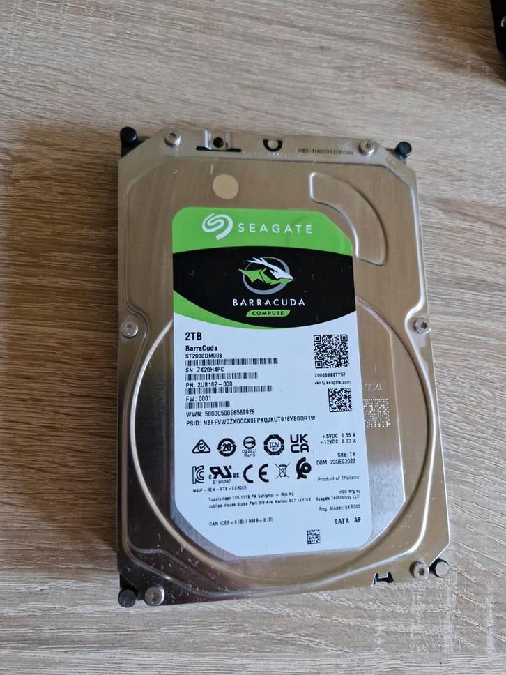 Seagate Barracuda 2TB HDD – 3.5” SATA – 7200 RPM, Computers en Software, Harde schijven, Zo goed als nieuw, Desktop, Intern, HDD