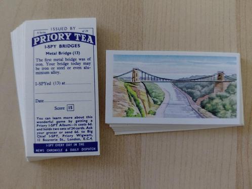I-Spy Bridges complete set 24 chromos bruggen Priory Tea, Verzamelen, Foto's en Prenten, Overige onderwerpen, 1940 tot 1960, Ophalen of Verzenden