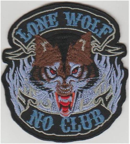 Lone Wolf No Club stoffen opstrijk patch embleem #2, Motoren, Accessoires | Stickers, Verzenden