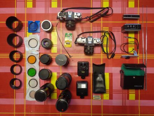 Canon AE1 Prog + AE1 + hardware, Audio, Tv en Foto, Fotocamera's Analoog, Gebruikt, Canon, Ophalen of Verzenden