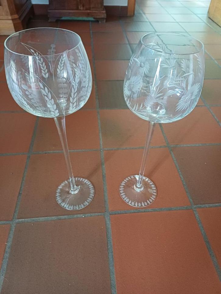 2 grands verres de décoration (cristal???), Antiek en Kunst, Antiek | Glaswerk en Kristal, Ophalen