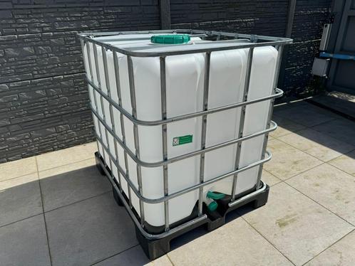 IBC-container (wit) 1.000L waterton op kunststof pallet, Tuin en Terras, Regentonnen, Zo goed als nieuw, Kunststof, 150 liter of meer