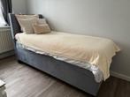 grijze 1 persoons boxspring te koop, Maison & Meubles, Chambre à coucher | Lits boxsprings, 90 cm, Gris, Enlèvement, 200 cm